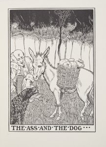 El Asno y el Perro, de las Fábulas de Fontaine, pub. 1905